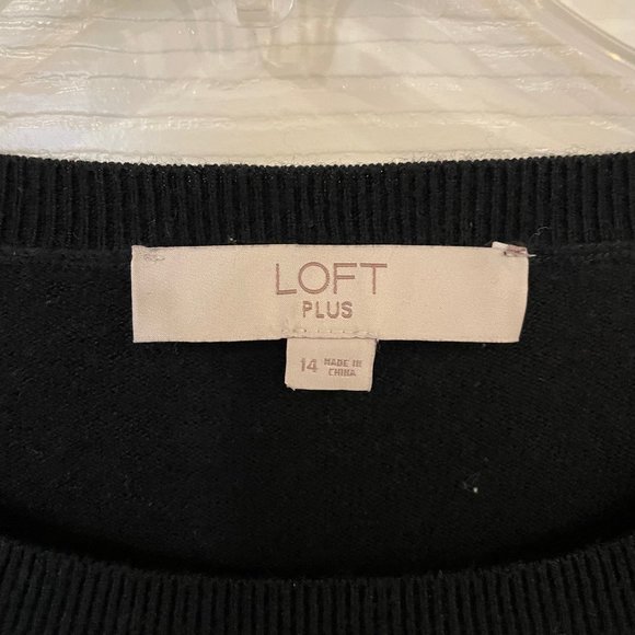 LOFT PLUS Mixed Media Black and Blue/White Striped Sweater Size 14 Plus - Picture 3 of 4